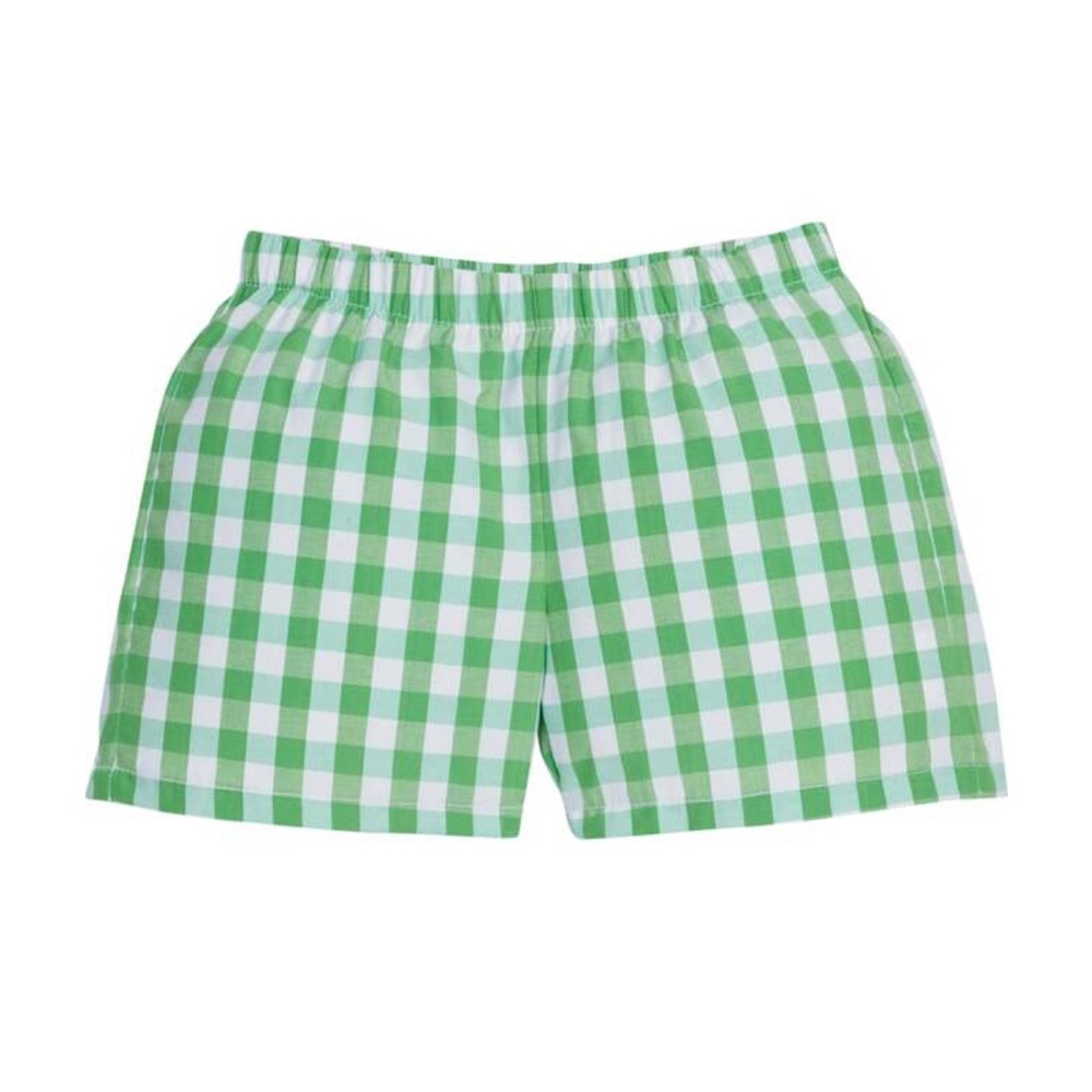 NWT Little English Basic short, green hills check (18m)